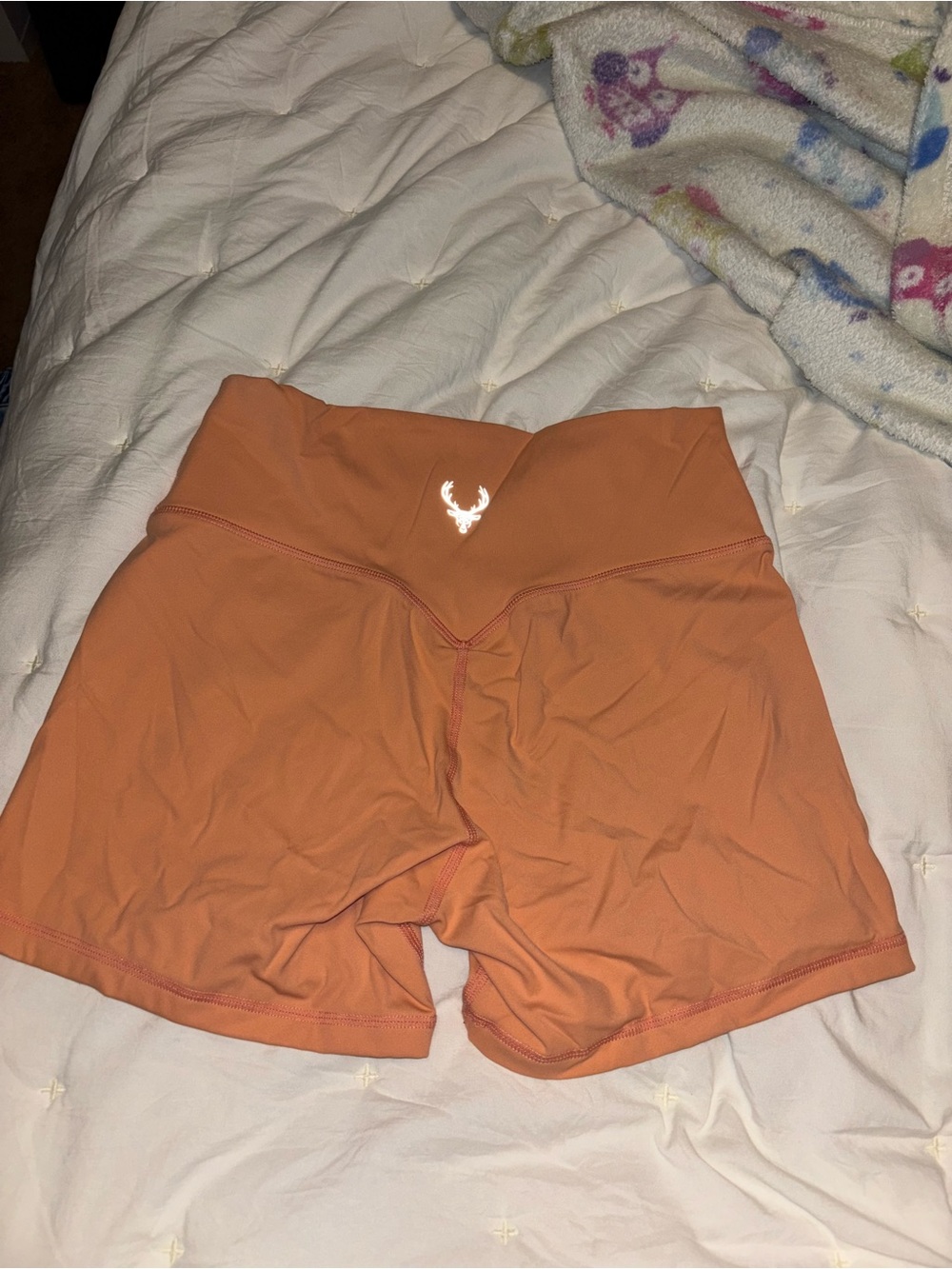 Women’s High-Waist Orange Active Shorts - Picture 3 of 4